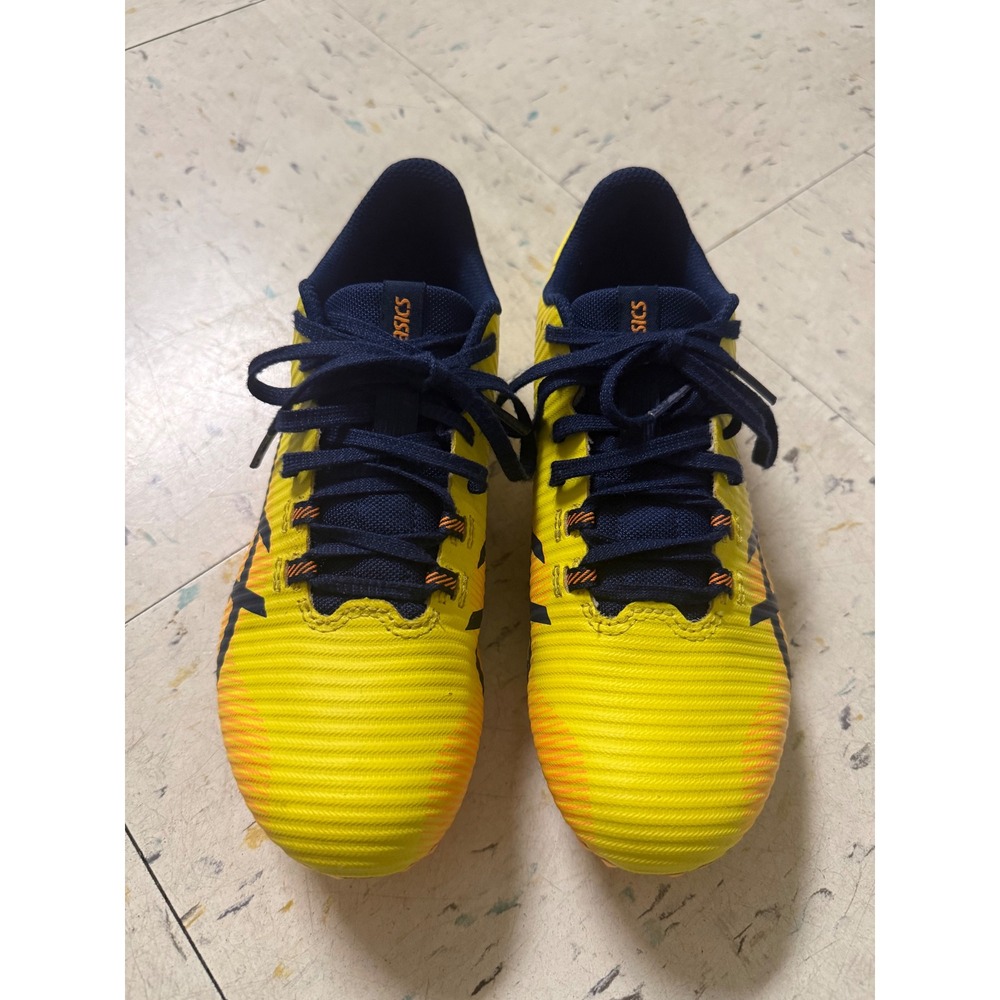 Asics Hypersprint 7 Track Spikes Yellow Navy Orange 1093A197 Kids Size 4.5 US